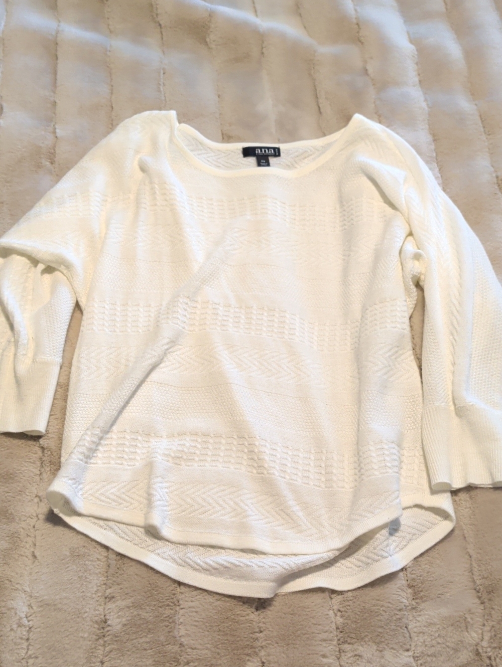 a.n.a Off-White Textured Boatneck Sweater